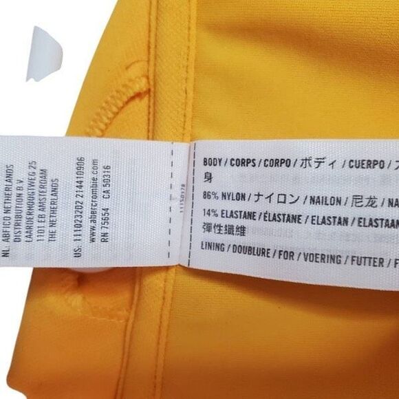 Abercrombie Yellow Ribbed Knot Bandeau Bikini Set XL Top L High Cheeky Bottom - Picture 13 of 16